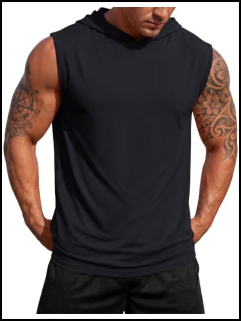 Men's Sleeveless Hoodie Tank Top UPF 50+ Sun Protection Workout Gym